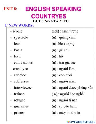 English 8- unit 8- getting started