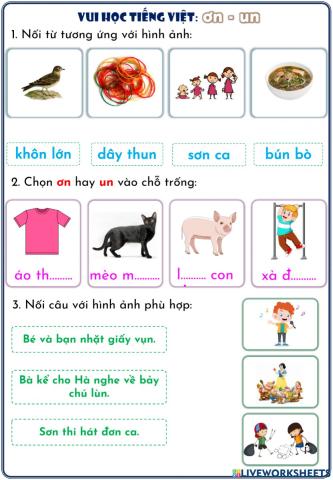 Phiếu ôn tập ơn, un