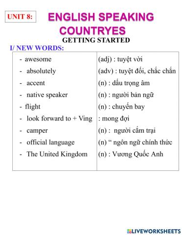English 8- unit 8- getting started