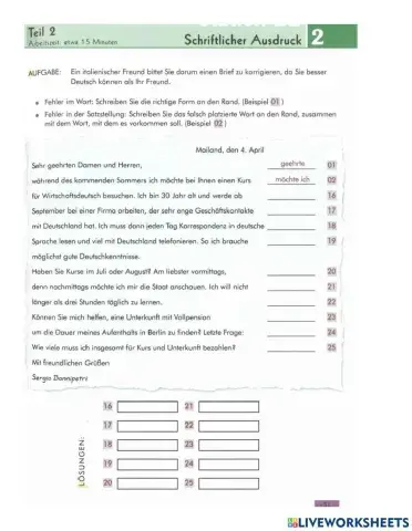 Test-2- schriftlicher Ausdruck