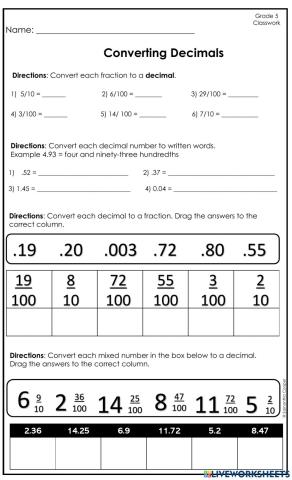 Converting Decimals