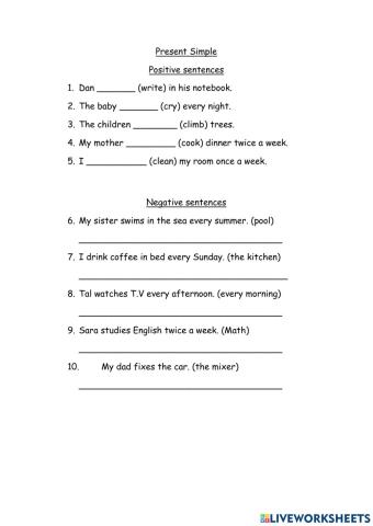 Present simple positive and negative