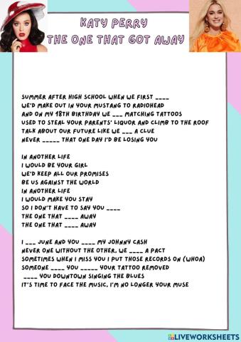 Simple Past Katy Perry The One That Got Away