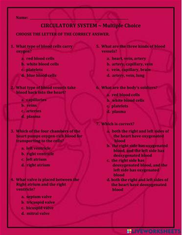 Circulatory System - Multiple Choice