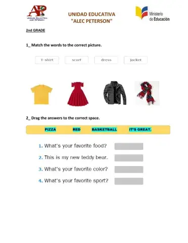 English exam - second grade- fifth partial 