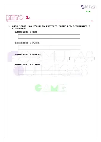 Formulas químicas GAME. RETO 1