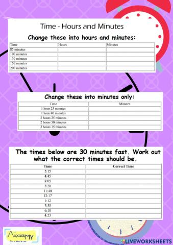 Time- Hours and Minutes