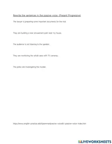 Passive Voice: Present & Past Progressive