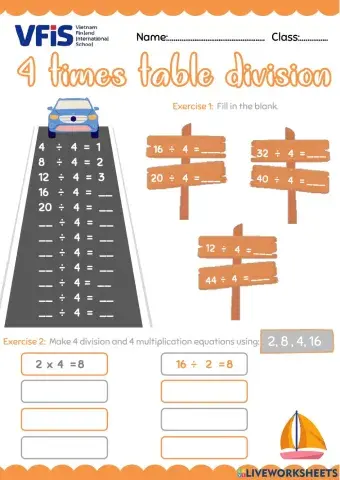 Math Week 18- 4 times table division