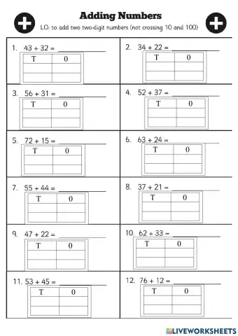 Two digit addtion column method