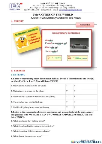 Unit 9 : Cities Of The World