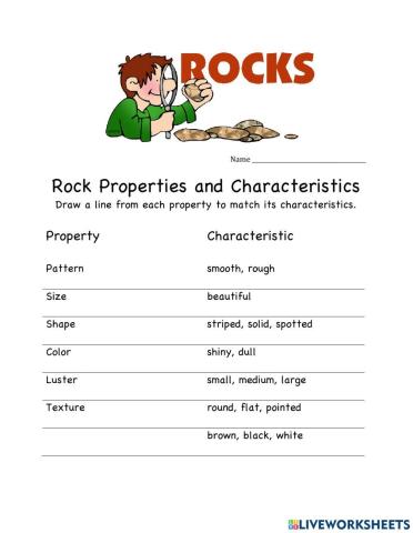 Properties of Rocks- Matching