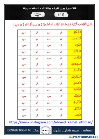 الألف المقصورة والياء
