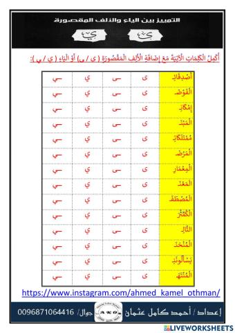 الألف المقصورة والياء