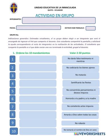 Actividad grupal 8vo EGB