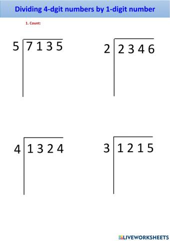 Chia số có 4 chữ số cho 1 chữ số (chia hết)