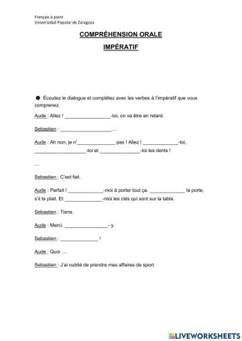 Compréhension orale impératif