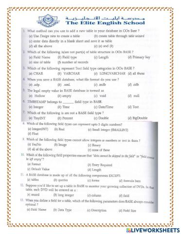 Tables in design view