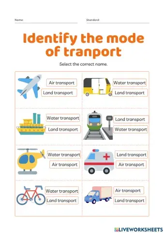 Select the correct mode of transport