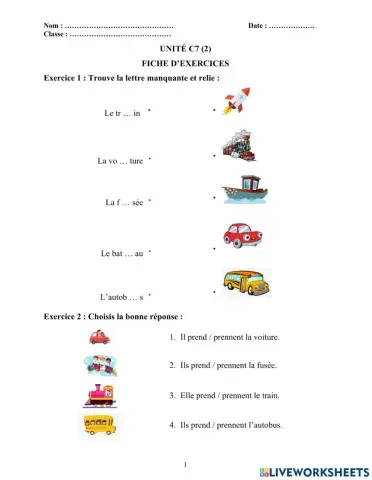 Prendre + Les moyens de transport