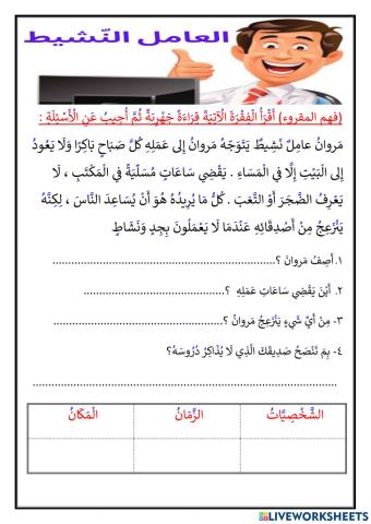 فهم المقرءة العامل النشيط