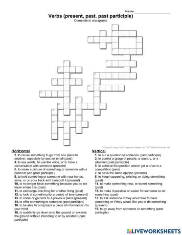 Verbs (Present, past, participle)