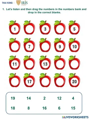 Sunny-Worksheet about Number 0-20