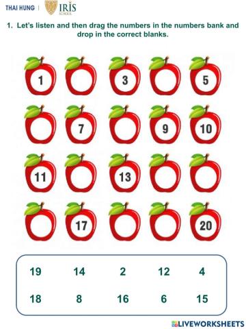 Sunny-Worksheet about Number 0-20