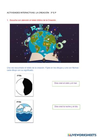 FICHAS INTERACTIVAS TEMA LA CREACIÓN. 3º E.P