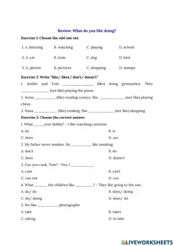 What do you like doing