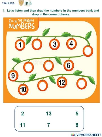 Rainbow-Worksheet about Number 1-13