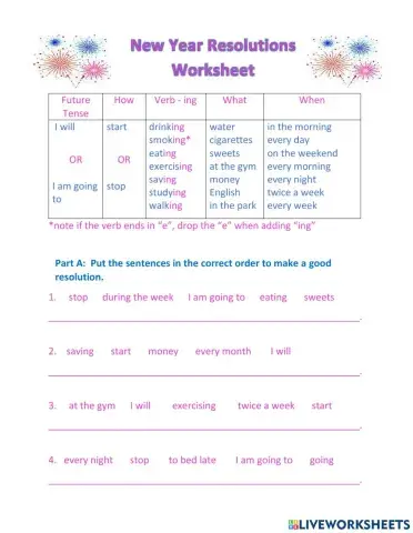 New Year Resolutions Practice