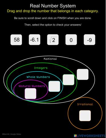 Real Numbers Drag and Drop
