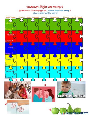 Right and Wrong Vocabulary 5
