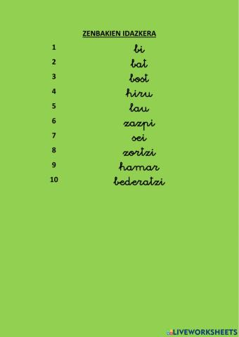 Zenbakiak 1-10