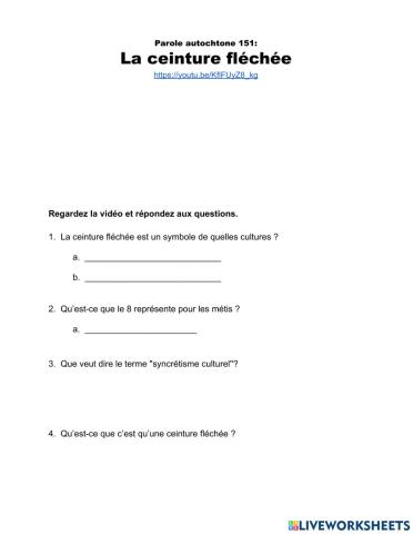 Parole autochtone 151:  La ceinture fléchée