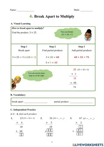 Break Apart to Multiply