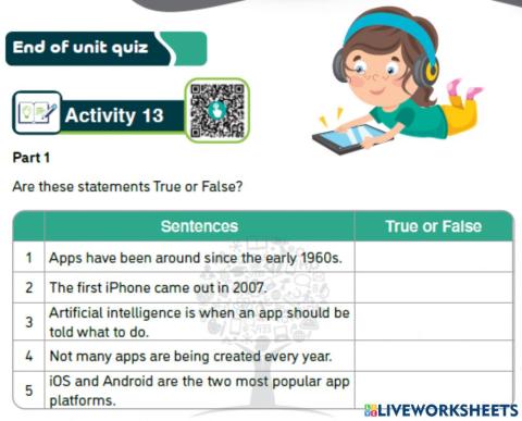 G7: U1-Activity 13 (End of unit quiz)
