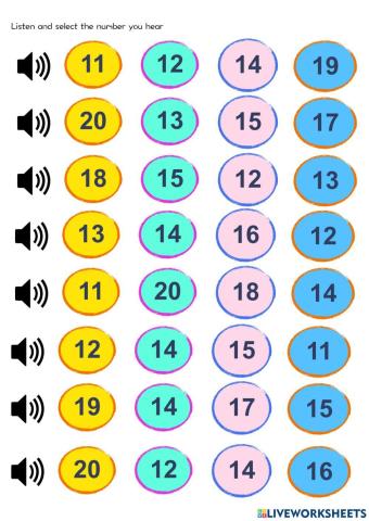 Numbers in Chinese 11-20