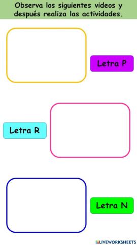 Letras p, r y n