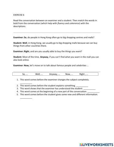IE1, Unit 5, Speaking, Exercise 6
