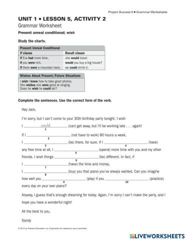 Present unreal conditionals- wish