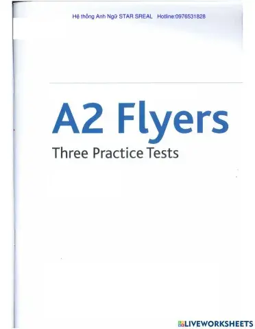 A2 Flyers practices test Reading and Writing part 2