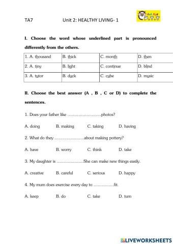 Ta7 unit 2 healthy living-1