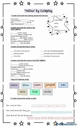Yellow - Coldplay - Simple past