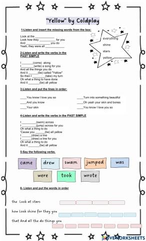 Yellow - Coldplay - Simple past
