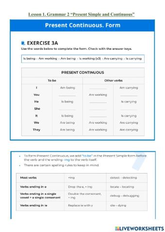 Lesson 1. Grammar 2 -Present Simple and Continuous-