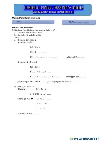 Menentukan Nilai Fungsi