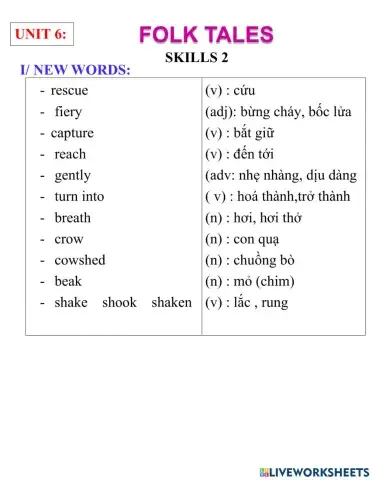 English 8- unit 6- skills 2