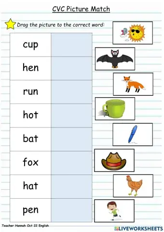 CVC picture and word match